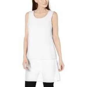 ALFANI Women's White Sleeveless Jewel Neck Top